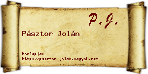 Pásztor Jolán névjegykártya